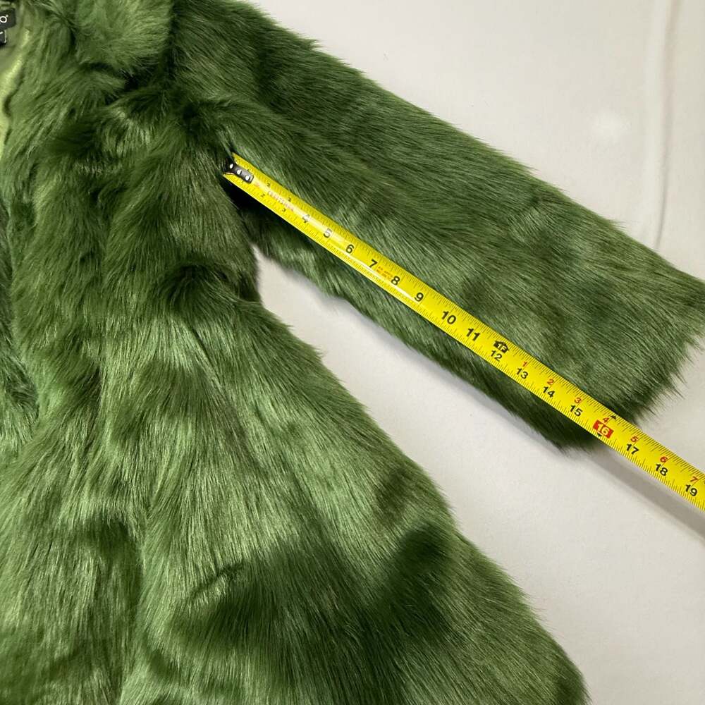 Ashro Madelyn Olive Green Faux Fur Coat - Picture 12 of 12